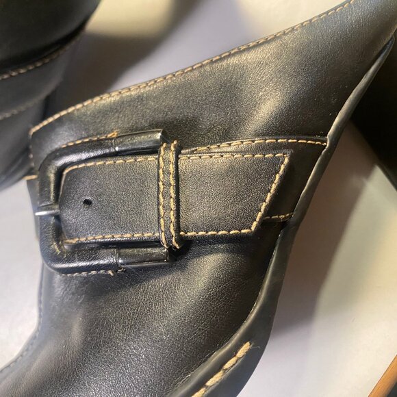 Aerosole - Size 7.5 M - Women's Mules Black Leather Upper Shoes - Picture 7 of 10